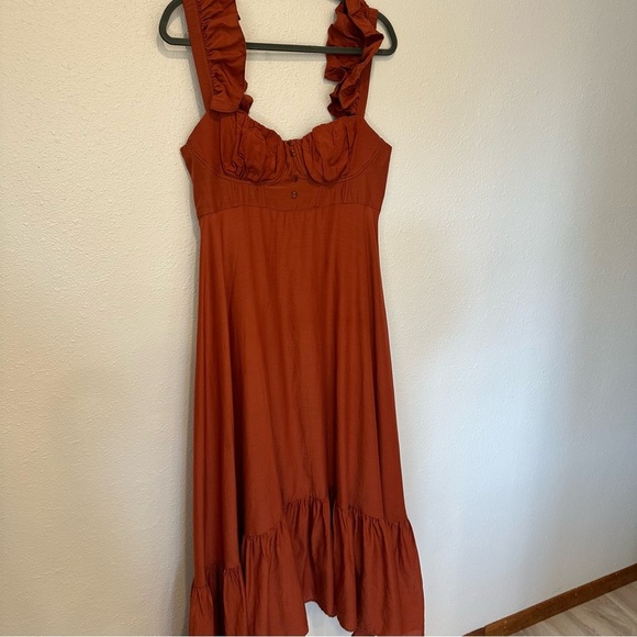 Farm Rio Ruffle Strap Rust Maxi Dress - Picture 8 of 16